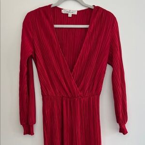 Oh My Love Vibrant Red Long Sleeve Romper